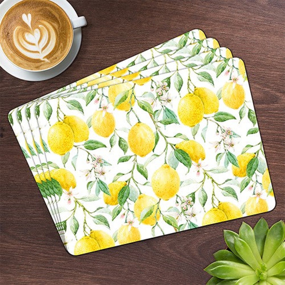 Set 4 Tablemats Place Mats Lemons Design Dining Set Etsy UK