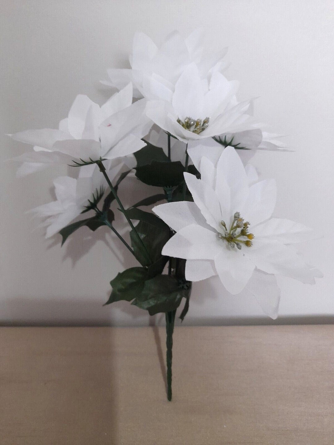 Artificial Bunch of White Poinsettia Faux Silk Flowers Etsy
