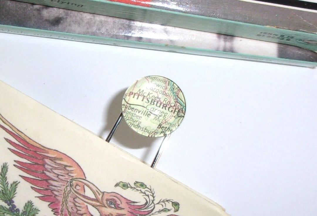 Pittsburgh USA Map Bookmark Paperclip Style Page Marker Made Etsy