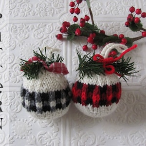 Buffalo Plaid Christmas Ornament Knitting Pattern Pdf Instant Download image 2