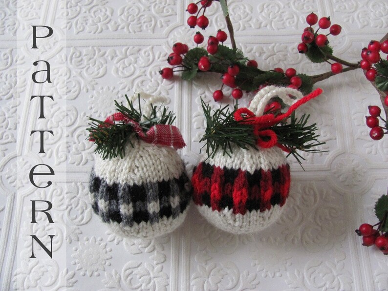 Buffalo Plaid Christmas Ornament Knitting Pattern Pdf Instant Download image 2