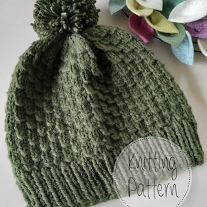 Juniper knit hat Pattern - Adult size - Worsted - PDF pattern - Instant Download  - Texture Stitch - Knit in the round