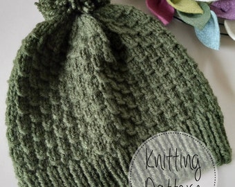 Juniper knit hat Pattern - Adult size - Worsted - PDF pattern - Instant Download  - Texture Stitch - Knit in the round