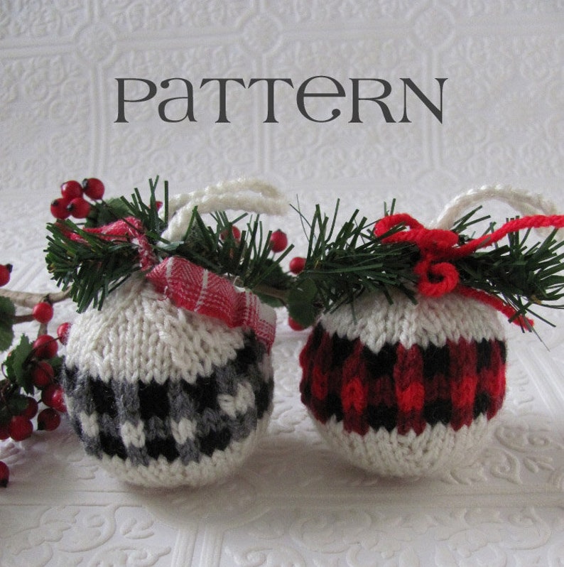 Buffalo Plaid Christmas Ornament Knitting Pattern Pdf Instant Download image 3