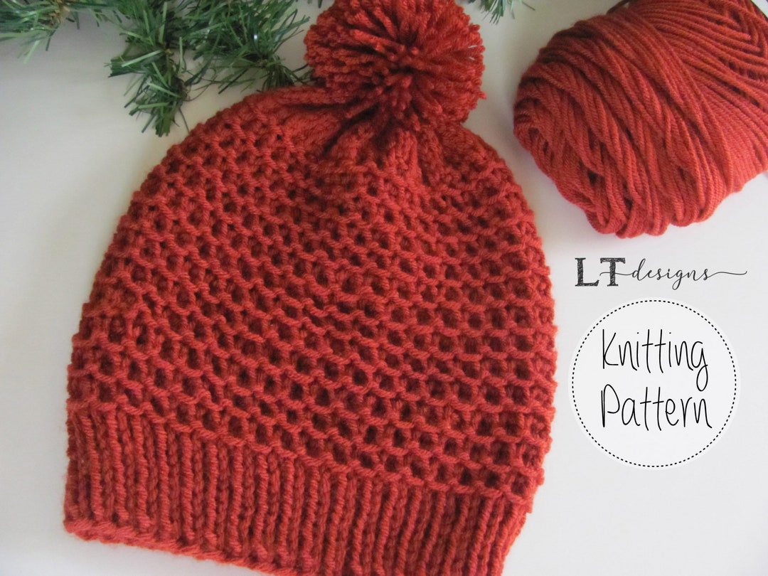 The Ember Knit Hat Pattern - Adult Size - Worsted Weight Yarn - PDF ...