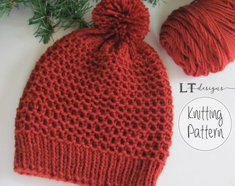 The Ember knit hat Pattern - Adult size - Worsted Weight Yarn - PDF pattern - Instant Download - Texture Stitch - Knit in the round