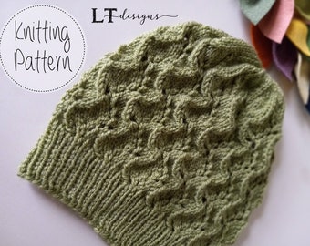 The Arbor knit hat Pattern - Adult size - DK Weight Yarn - PDF pattern - Instant Download - Lace Stitch - Knit in the round