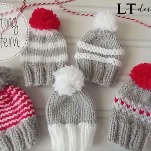 Hut Ornament-Muster gestrickt: 5 Styles, DK Garn (PDF Anleitung)