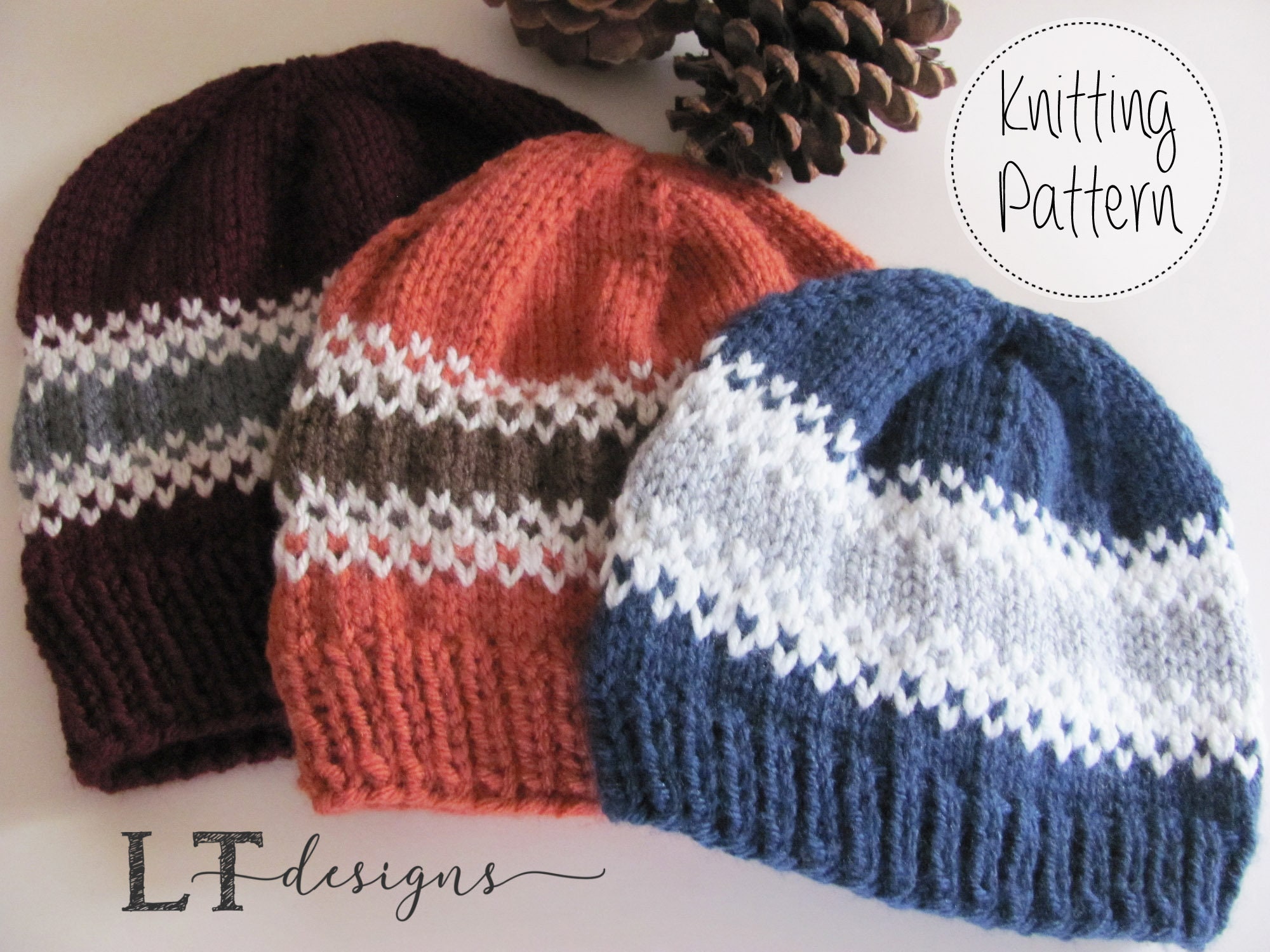 Alpine Fair Isle Knit Hat Pattern - 3 Sizes - Worsted Weight Yarn - PDF ...