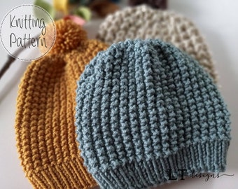 Sahara Texture knit hat Pattern - Adult size - 3 yarn weights - PDF pattern - Instant Download - Texture Stitch - Knit in the round