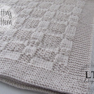 Textured Squares Blanket/Throw KNITTING PATTERN/ Worsted Weight Yarn/ Easy to knit/Instant download/PDF