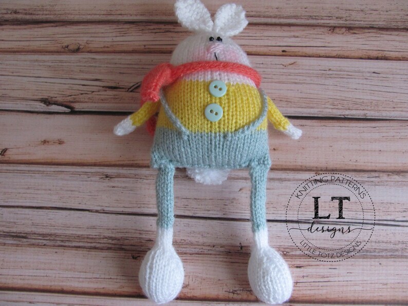 Riley Rabbit Knitting pattern, Soft knit toy, Tutorial, Knitting Pattern, knit in the round, DK yarn, PDF file Instant Download imagem 9