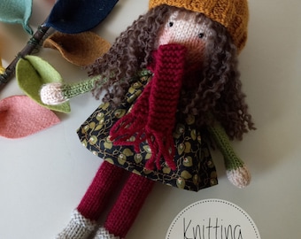 Autumn Doll knitting pattern, Soft knit toy, Tutorial,  Knitting Pattern, knit in the round, DK yarn,  PDF file - Instant Download