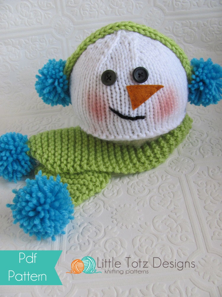Snowman Hat and Scarf Set - Knitting Pattern - 3 Sizes - Etsy display picture 3