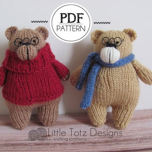 Schema per orsetto piccolo Buddy, peluche morbido lavorato a maglia, tutorial, schema per lavorare a maglia, maglia in tondo, filato DK, file PDF - Download immediato