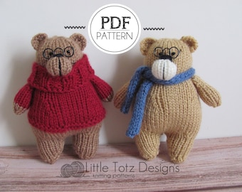 Little Buddy Bear pattern, Soft knit toy, Tutorial,  Knitting Pattern, knit in the round, DK yarn,  PDF file - Instant Download