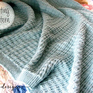 Seaside Blanket KNITTING PATTERN/Texture knit/Throw/ Worsted Weight Yarn/ Easy to knit/Instant download/PDF Download