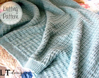 Seaside Blanket KNITTING PATTERN/Texture knit/Throw/ Worsted Weight Yarn/ Easy to knit/Instant download/PDF Download
