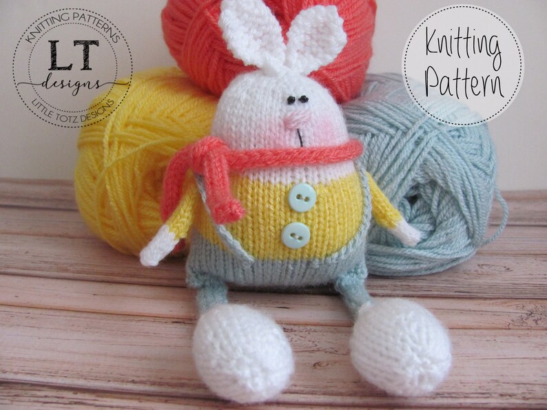 Riley Rabbit Knitting pattern, Soft knit toy, Tutorial, Knitting Pattern, knit in the round, DK yarn, PDF file Instant Download image 7