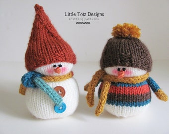 Knit Little Frosty snowman pattern, Soft knit toy, Tutorial,  Knitting Pattern, knit in the round, DK yarn,  PDF file - Instant Download