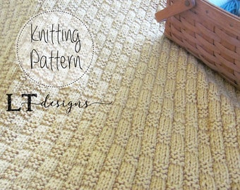 Blanket KNITTING PATTERN/Basket Weave/Throw/ Worsted Weight Yarn/ Easy to knit/Instant download/PDF Download