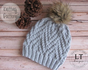 The Ridge knit hat Pattern - Adult size - Worsted Weight Yarn - PDF pattern - Instant Download - Texture Stitch - Knit in the round