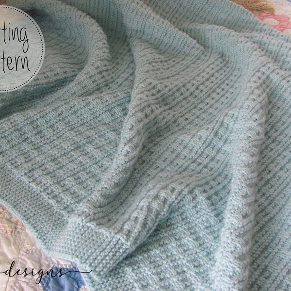 Seaside Blanket KNITTING PATTERN/Texture knit/Throw/ Worsted Weight Yarn/ Easy to knit/Instant download/PDF Download