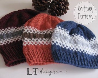 Alpine Fair Isle knit hat Pattern - 3 sizes - Worsted Weight Yarn - PDF pattern - Instant Download - Knit in the round