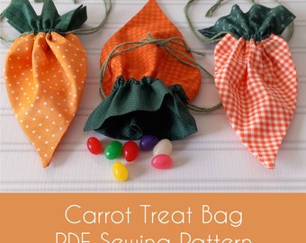 Carrot Treat Bag Sewing Pattern, Easter, Easy to Make,   PDF file - Instant Download