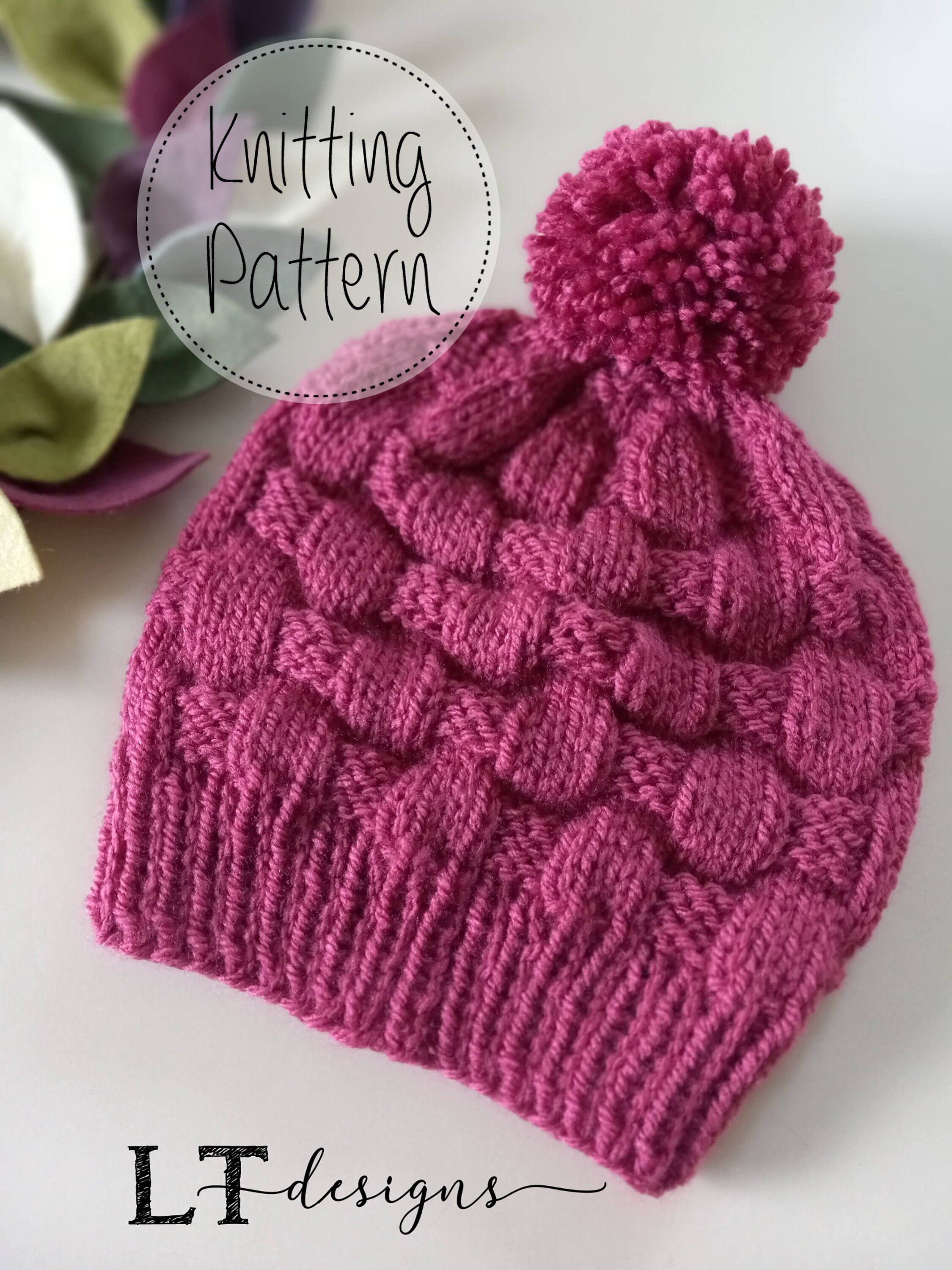 Handmade Basketweave Knit Beanie Pink Grey Merino‎ Wool Blend Winter Hat NEW Hand-knit Pink Basket Weave Beanie: Multicolor Winter Hat - Etsy main image 3