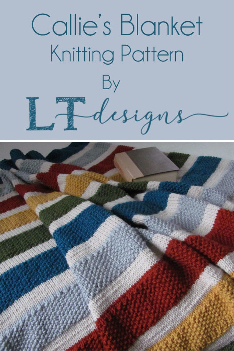 Callie's Blanket/Throw KNITTING PATTERN/ Worsted Weight Yarn/ Easy to knit/Instant download/PDF/stash buster image 1