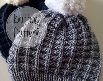 Meadow knit hat Pattern - Adult size - 2 yarn weights - PDF pattern - Instant Download - Worsted - Bulky - Knit in the round