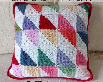 Quilt Block Square Crochet Accent Pillow Pattern - DK yarn - PDF pattern - Instant Download  - Quilt Square - Granny Square