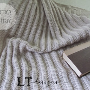 Cozy Blanket KNITTING PATTERN/Rib style pattern/Throw/ Worsted Weight Yarn/ Easy to knit/Instant download/PDF Download