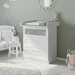 Brimnes dresser changing table attachment – made of wood in white for IKEA Brimnes, baby changing table