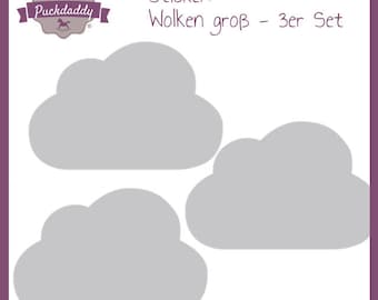 3er Set Puckdaddy Sticker graue Wolken Augen groß