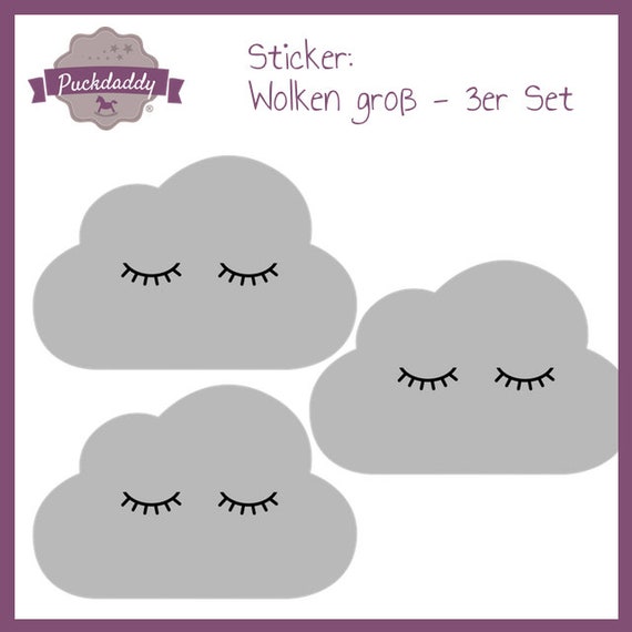 Puckdaddy Sticker Grey Clouds Eyes Big 3 Pieces Etsy