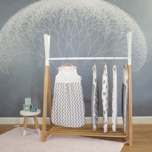Puckdaddy Hugo clothes rail for a child’s room child’s coat hanger natural white 115x50x142 cm