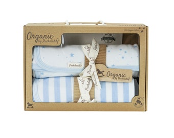 Puckdaddy Juna Organic Gift Set 2 baby blankets 75x74cm stars stripes pattern