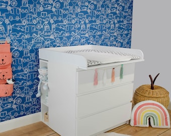 Cambiador Puckdaddy Moritz 80x11x78 cm de madera en color blanco compatible con cómodas IKEA Malm