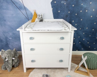 Trocador Puckdaddy Marius 108x80x10 cm madeira em branco com tampa para cômoda IKEA Hemnes
