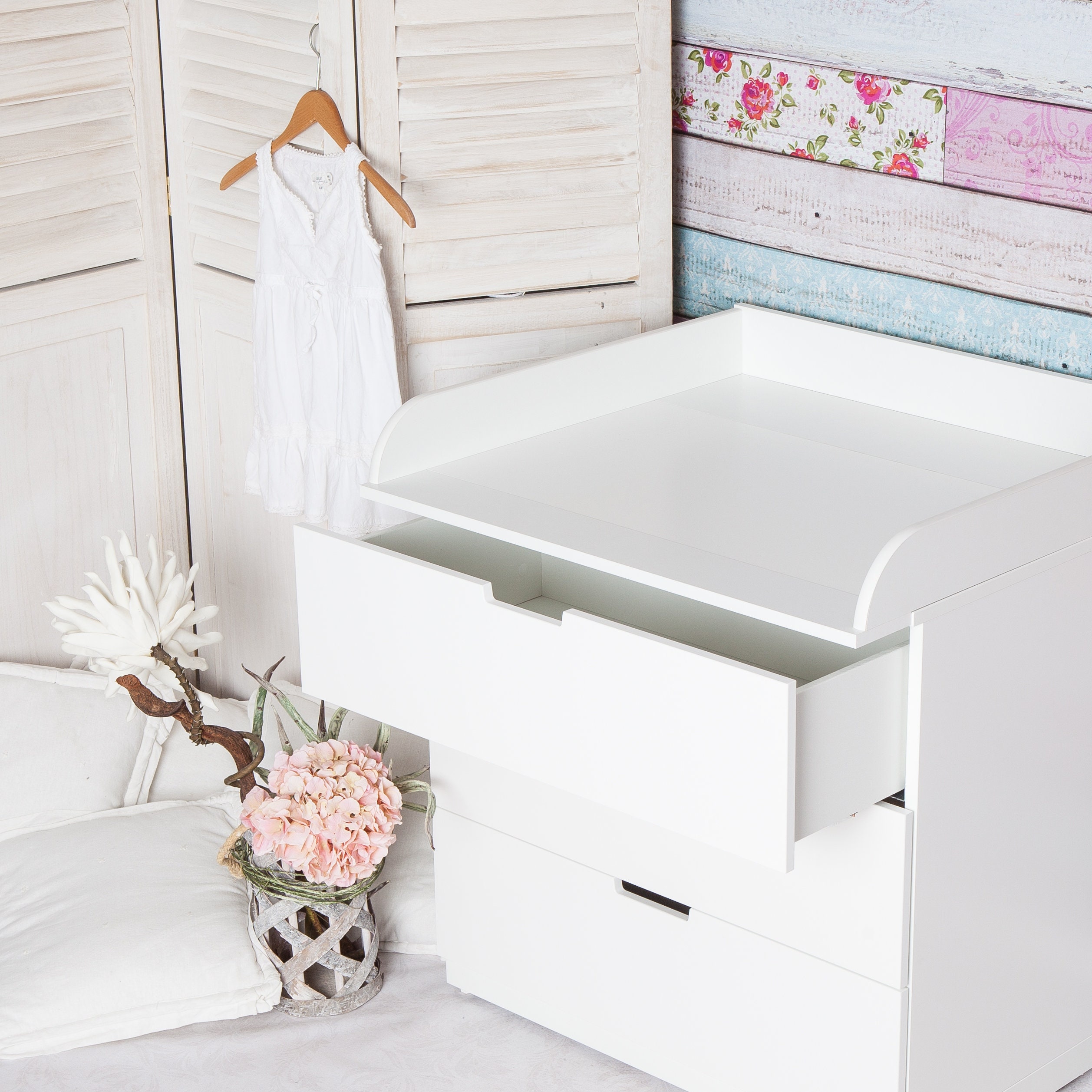 für IKEA Nordli Kommode Puckdaddy Baby Wickelaufsatz Rund in Weiß