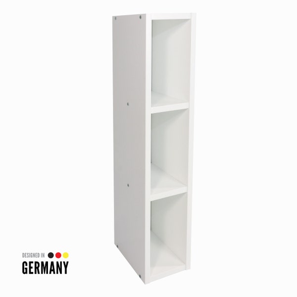 Puckdaddy Stauraumregal Lasse 19x30x93 cm in Weiß passend zu IKEA Hemnes Kommode Kinderzimmer