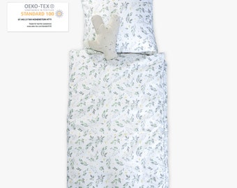 Puckdaddy bed linen Flora 135 x 200 cm branch pattern in white