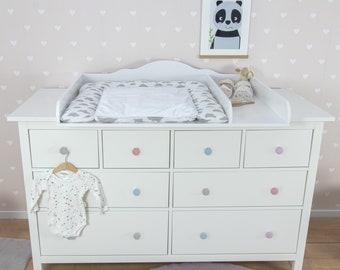 Puckdaddy – „Cloud“ changing top in white with wide cover for IKEA Hemnes chest of drawers, square-cut, 160x78x15cm