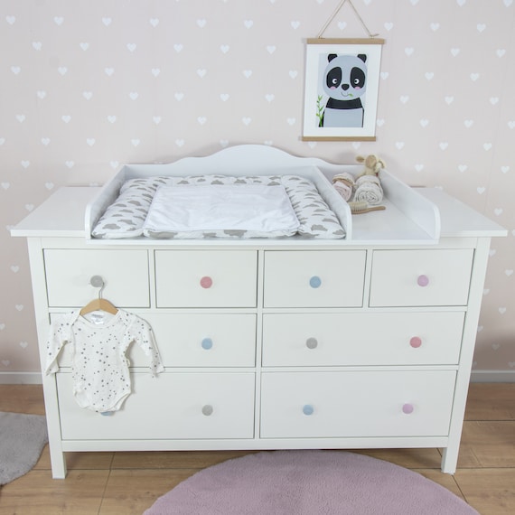 Puckdaddy cloud Changing Top in White With Wide Cover for IKEA Hemnes Chest  of Drawers, Square-cut, 160x78x15cm 