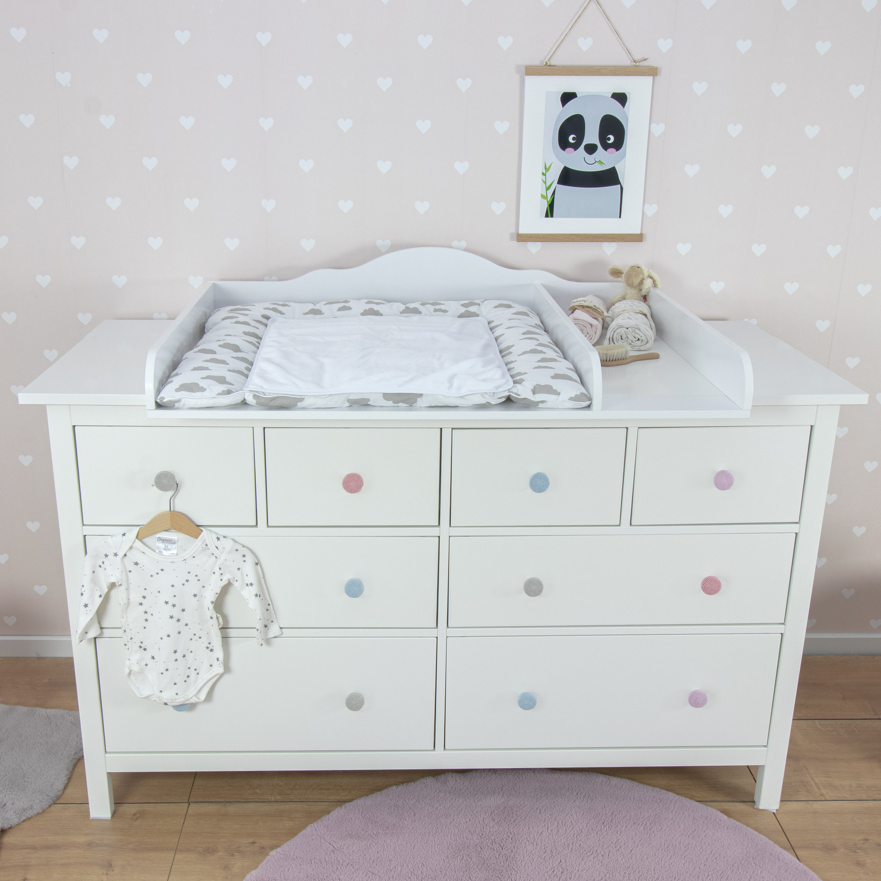 Puckdaddy – Cambiador Moritz, Compatible con la Cómoda Malm de IKEA – 80 x  78 x 10 cm de Madera Blanca – Tablero de Calidad con Material de Montaje  para Pared : : Bebé