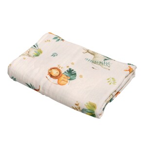 Couverture bébé Ane couverture câline blanche 100 x 135 cm motif animaux sauvages