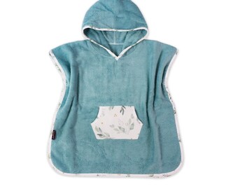 Puckdaddy bath poncho Flora 57 x 84 cm baby poncho with hood branches pattern in white