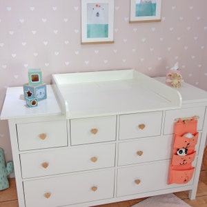 Puckdaddy Levi - changing top, 160x80x10 cm, wooden changing top in white, high quality changing table top suitable for IKEA Hemnes chests